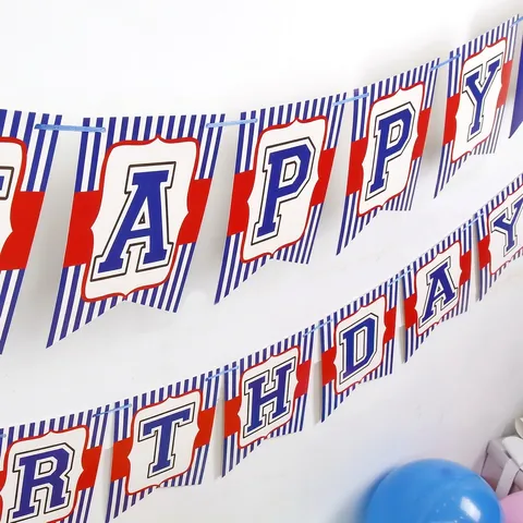 Banner Buon Compleanno Baseball Carta Tema Sport Decorazione Festa Ghirlanda Bandierine Rosso Blu Bianco Per Bambini