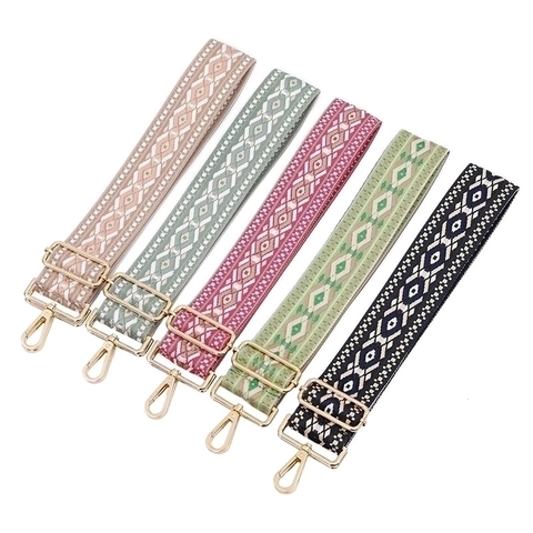 Wide Replacement Bag Strap Ethnic Geometric Pattern Adjustable Polyester Weaving For Handbags Shoulder Crossbody Bags