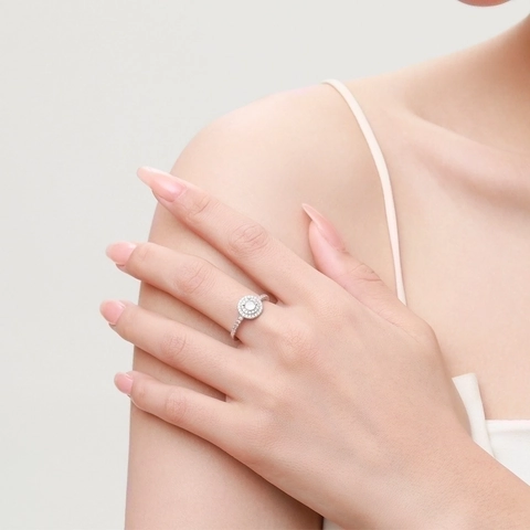 925 Sterling Silver Double Halo Zirconia Ring For Women Sparkling CZ Pave Band Fashion Wedding Engagement Finger Ring Jewelry