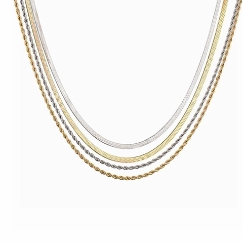 Collana In Acciaio Inossidabile Catena A Serpente Piatta E Corda Intrecciata Gioielli Di Moda Minimalisti Per Uomo E Donna