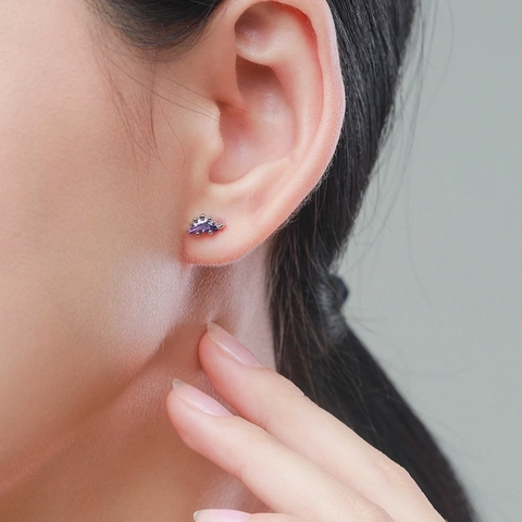 Süße Stegosaurus Dinosaurier Ohrstecker 925 Sterling Silber Lila Zirkon Kristall Tier Schmuck Für Damen