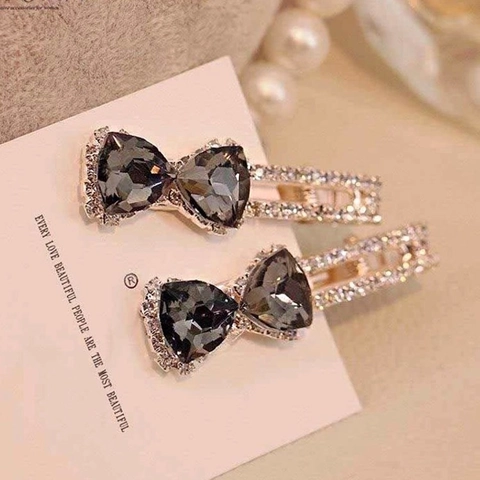 Rhinestone Bowknot Duckbill Hair Clips Heart Crystal Alloy Sparkling Barrettes Elegant Hair Accessories For Women