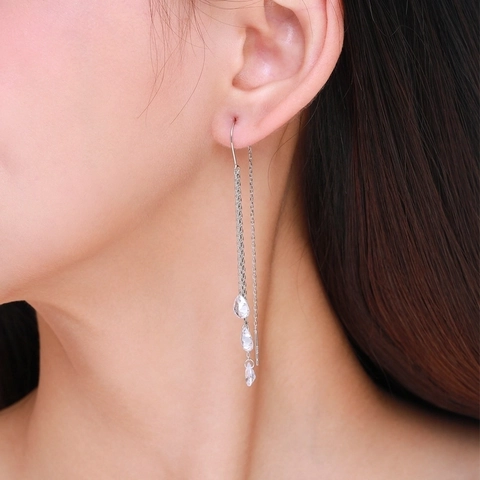 925 Sterling Silver Zirconia Ear Threader Earrings Minimalist Long Tassel Drop Water Drop Earrings For Women Jewelry