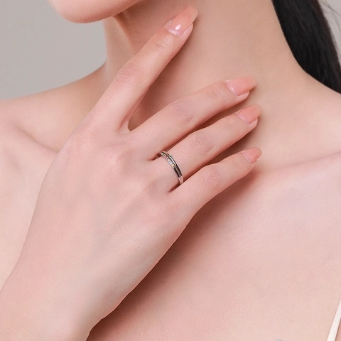 S925 Sterling Silver Rainbow Zirconia Ring For Women Minimalist Double Layer Colorful Gemstone Fashion Jewelry Gift Ring