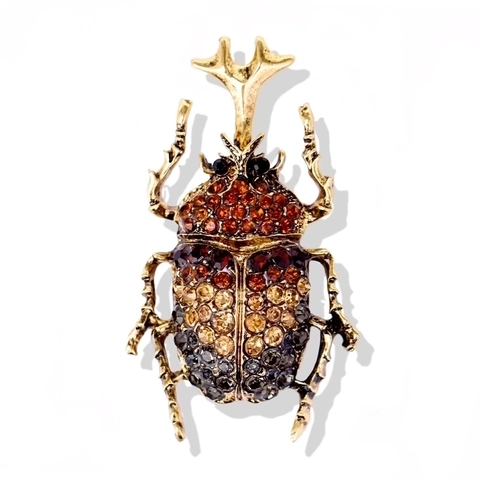 Vintage Beetle Brooch Rhinestone Insect Pin Alloy Realistic Stag Beetle Accessory For Women Men Retro Style Jewelry