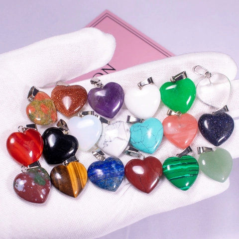 Ciondoli In Pietra Naturale A Forma Di Cuore Charms In Pietra Preziosa Di Guarigione Per La Creazione Di Gioielli Con Chiusura In Metallo