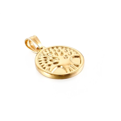 Tree Of Life Pendant Necklace Stainless Steel Round Octagon Medallion Relief Vintage Jewelry Gift For Unisex