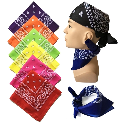 Hip Hop Paisley Bandana Polyester Scarf For Men Women Outdoor Cycling Headband Headwrap Square Scarf Street Dance Neck Gaiter Wristband