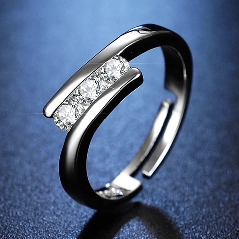 Verstellbarer Offener Ring Für Damen Glänzender Zirkonstein Sechs Klauen Herz Schleife Design Eleganter Schmuck
