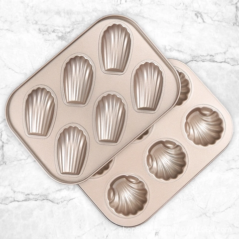 Madeleine Cake Mold Shell Cat Paw Carbon Steel Non-stick Baking Pan Champagne Gold Heat Resistant Oven Bakeware