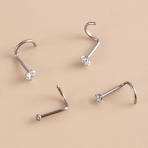 Piercing De Nariz De Titanio Con Circonita Redonda G23 Joyería De Perforación Moda Elegante Brillante Decoración Corporal
