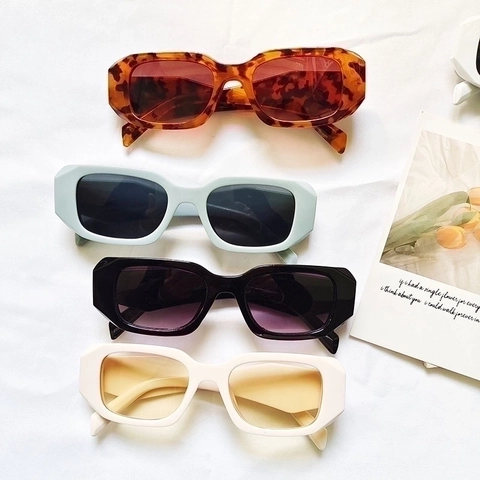 Square Sunglasses PC Lens Resin Frame Thick Leg UV400 Protection Retro Fashion Morandi Color For Women