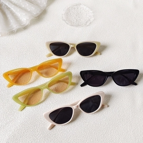 Retro Cat Eye Zonnebril Voor Dames UV400 Resin Frame Vintage Mode Gelekleur Zonbescherming Brillen
