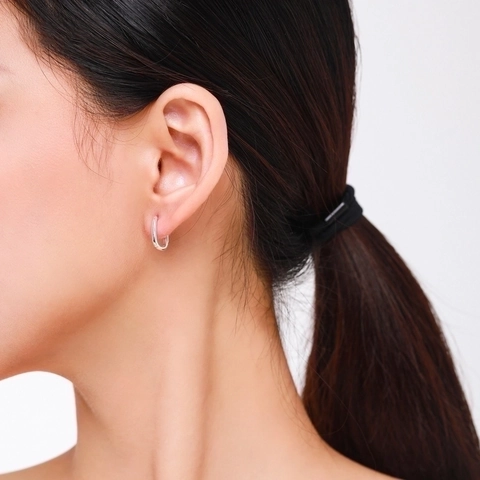 Orecchini A Cerchio Huggie In Argento Sterling 925 Geometrici Minimalisti A Forma Di U Ovali Lucidi Per Donna