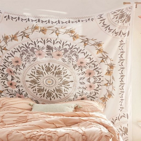 Arazzo Mandala Poliestere Appeso Parete Floreale Stile Boho Tessuto Sfondo Per Camera Da Letto Soggiorno Casa