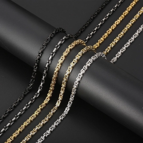Byzantijnse Ketting Roestvrij Staal Schakelketting Streetwear Hip Hop Punk Sieraden Voor Heren En Dames