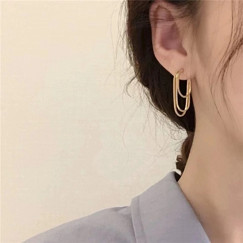 Minimalistische Meerlagige Oorringen Voor Dames Koper Drielaags Slangenketting Geometrische Kwast Oorbel Jasje Stijl