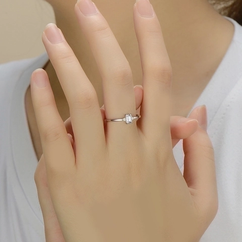 925 Sterling Silber Ring Minimalistischer Smaragdschliff Rechteckiger Zirkon Geometrischer Modeschmuck Für Damen