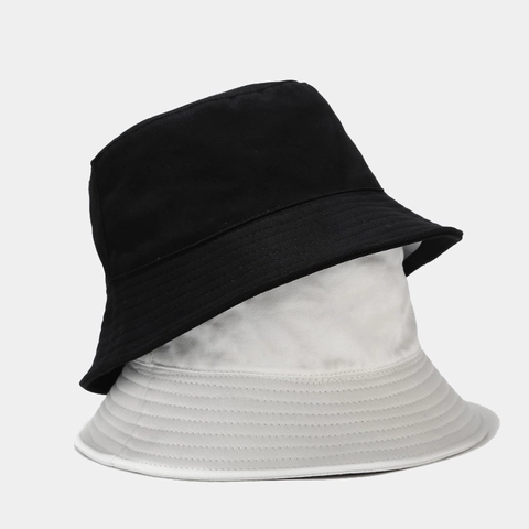 Reversible Cotton Canvas Bucket Hat Solid Color Sun Protection Wide Brim Flat Top Summer Outdoor Sun Hat Unisex