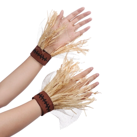 Vogelverschrikker Kostuum Accessoires Met Mini Punthoed Zonnebloem Decoratie Jute Raffia Voor Halloween Carnaval Cosplay