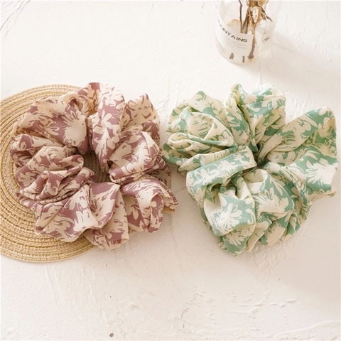 Grande Scrunchie In Chiffon Con Stampa Floreale Oversize Elastico Largo Accessorio Per Capelli Per Donne Ragazze