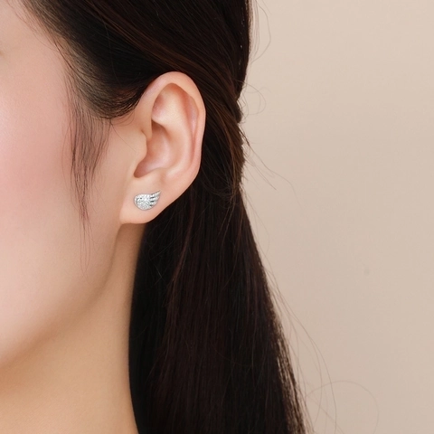 925 Sterling Zilver Micro Pavé Zirconia Engelenvleugels Oorknopjes Voor Dames Lichte Luxe Minimalistische Mode Sieraden