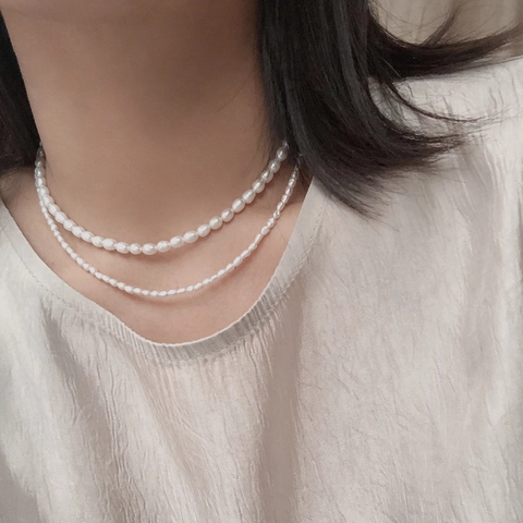 Freshwater Rice Freshwater Pearl Necklace 925 Sterling Silver French Minimalist Luxury Clavicle Chain Jewelry For Women