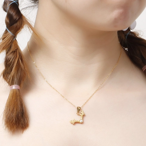 Collana Pendente Corna Di Cervo E Orecchini A Lobo Acciaio Inossidabile Zirconia Elegante Gioielli Per Donna