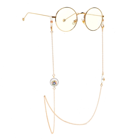 Evil Eye Pendant Glasses Chain Gold Metal Alloy Rhinestone Anti-Slip Eyewear Strap For Women Fashion