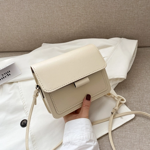 Dames Retro PU Leer Kleine Vierkante Crossbodytas Met Decoratieve Ketting Flap Schoudertas Street Fashion Daily Messenger Bag