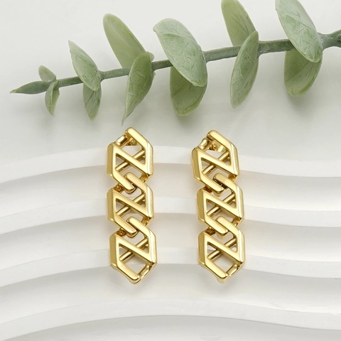 Boucles Doreilles À Maillons Géométriques En Acier Inoxydable Plqué Or 18K Style Hip Hop Pour Femmes Poli