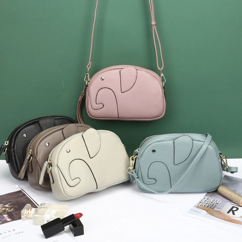 Creatieve Olifantvormige Echt Lederen Schoudertas Voor Dames Schattig Eerste Laag Koeienhuid Kleine Schoudertas Mode Dierlijk Ontwerp Satchel Tas