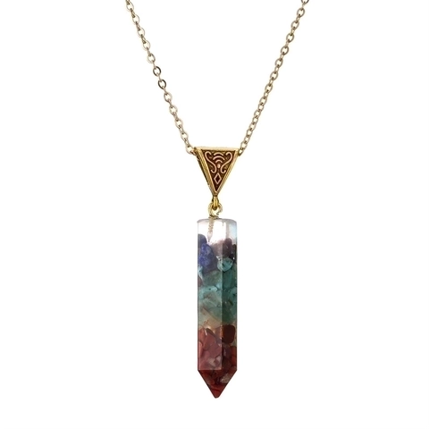 Collana Pendente Orgonite Frammenti Di Pietra Naturale Colorata Resina Fiore Della Vita Filo Di Rame Spirale Gioielli