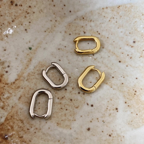 Orecchini A Cerchio A Forma Di U In Argento Sterling 925 Minimalista Geometrico Ovale Placcato Oro Per Donna