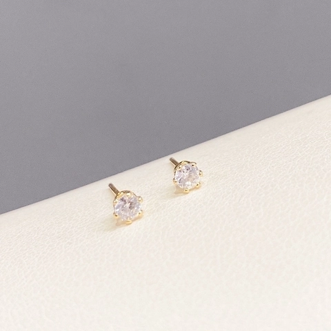 Elegant Copper Zirconia Stud Earrings Set With 925 Sterling Silver Post Gold Flower Leaf Round Fashion Jewelry For Women