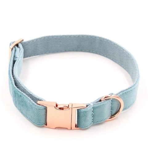 Adjustable Pet Collar Luxury Velvet Fabric With Rose Gold Metal Buckle Soft Comfortable For Small Medium Large Dogs