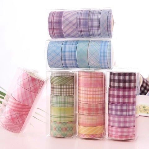 Nastro Di Carta Washi Motivo A Quadretti Nastri Adesivi Decorativi DIY Scrapbooking Journaling Cancelleria Multicolore