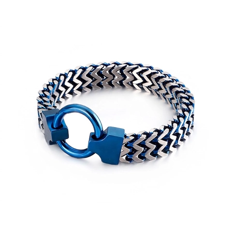 Bracciale Da Uomo In Acciaio Inossidabile Catena Intrecciata Retro Industriale Punk Bicolore Gioielli Osso Di Drago Con Cierre Tondo