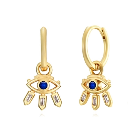 Vintage Böser Blick Kupfer Ohrringe Mit Silber Ohrringpfosten Blau Zirkonia Eingelegt Hängende Ohrringe Für Damen Schmuck