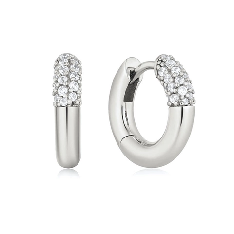 Huggie Hoop Ohrringe Mit Zirkon Und 925 Sterling Silber Ohrring Stecker Für Damen Einfach Trendig Geometrisch