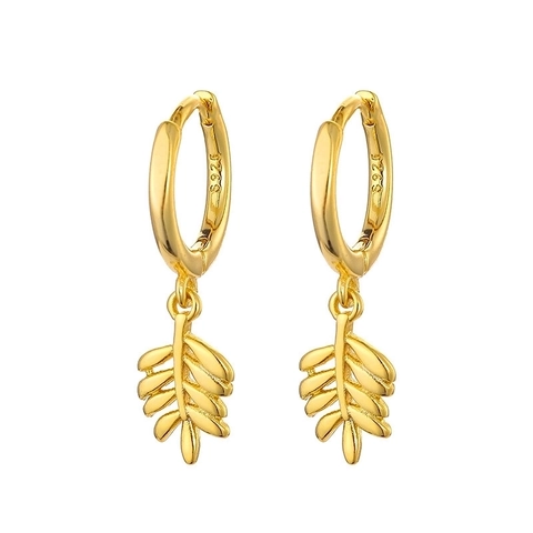 Federblatt Ohrhänger Mit 925 Sterling Silver Earring Post Kupfer Mode Schmuck Für Damen