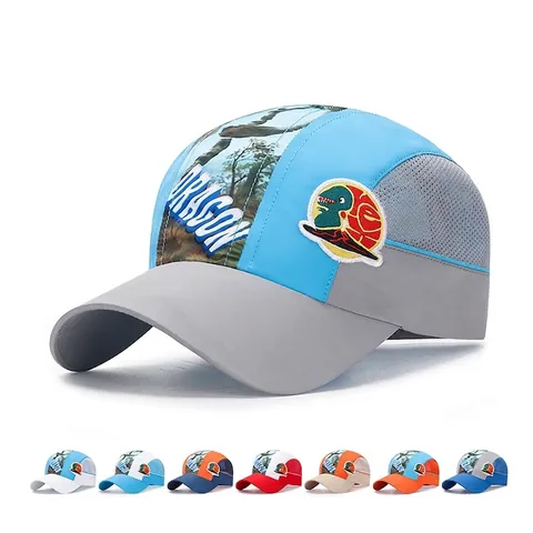 Cappellino Da Baseball Asciugatura Rapida Per Bambini Mesh Traspirante Protezione Solare Stampa Dinosauro Drago Regolabile