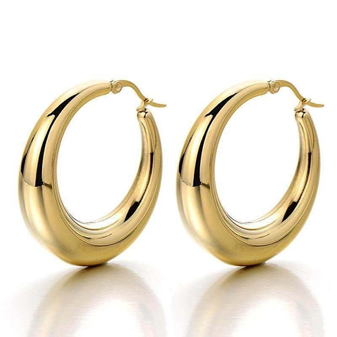Crescent Hoop Ohrringe Edelstahl 18K Vergoldet Chunky Hohl Geometrische Kreis Huggie Schmuck Für Damen Herren