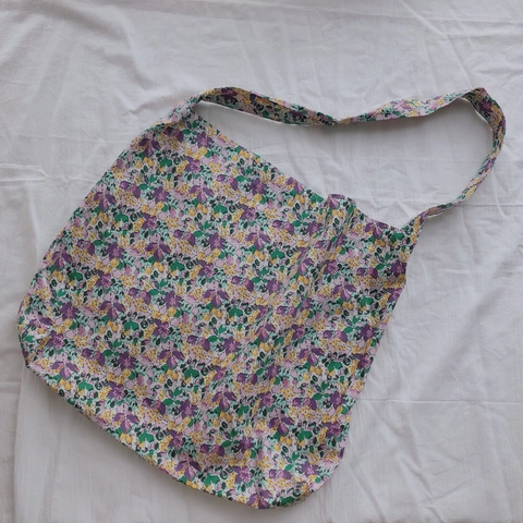 Damen Baumwolle Blumendruck Tote Bag Große Kapazität Weiche Schultertasche Umhängetasche Pastoral Frisch