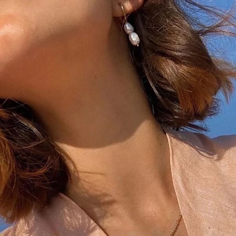 18K Goud Vergulde Roestvrijstalen Creolen Met Zoetwater Barok Kunstparelhangers Minimalistische Sieraden Voor Dames