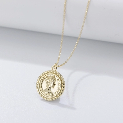 Königin Elizabeth II Relief Münze Anhänger Halskette 925 Sterling Silber Retro Vintage Porträt Schmuck Für Damen