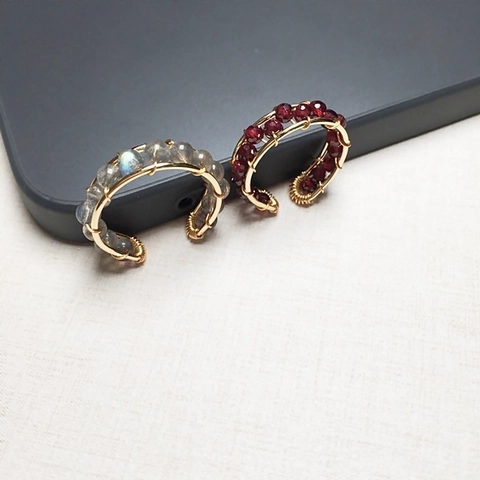 Handgemaakte 14K Gold Filled Kristallen Ring Voor Vrouwen Verstelbare Natuursteen Granaat Toermalijn Labradoriet Geweven Boho Sieraden