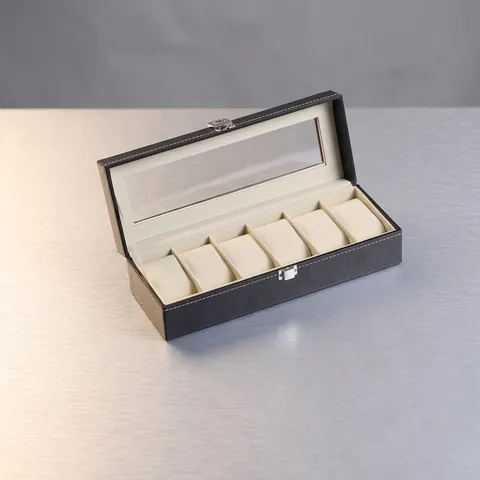 Uhrenbox Aus PU Leder Uhrenorganisator Display Mit Glasdeckel Und Metallschnalle Schmuckhalter Mit Herausnehmbaren Kissen Elegant