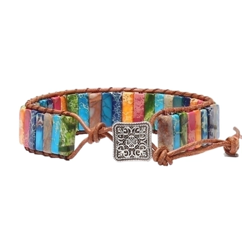 Bohemian Handmade Braided Bracelet Natural Stone Leather Cord Wrap Tree Of Life Sunflower Button Jewelry For Women Men
