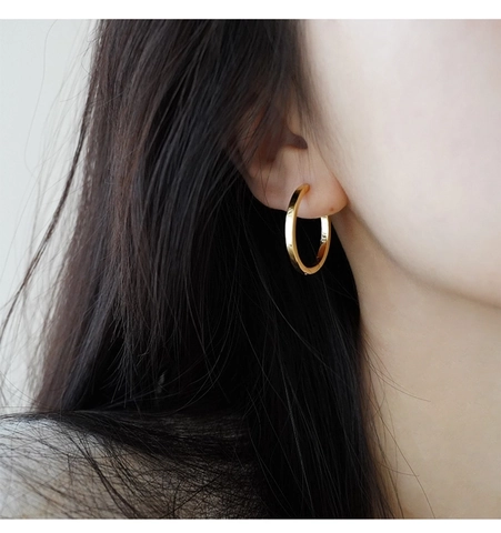 Orecchini a Cerchio Minimalisti Stile Francese Rame Cerchio Geometrico Placcato Oro Argento Gioielli per Donna Accessori Moda